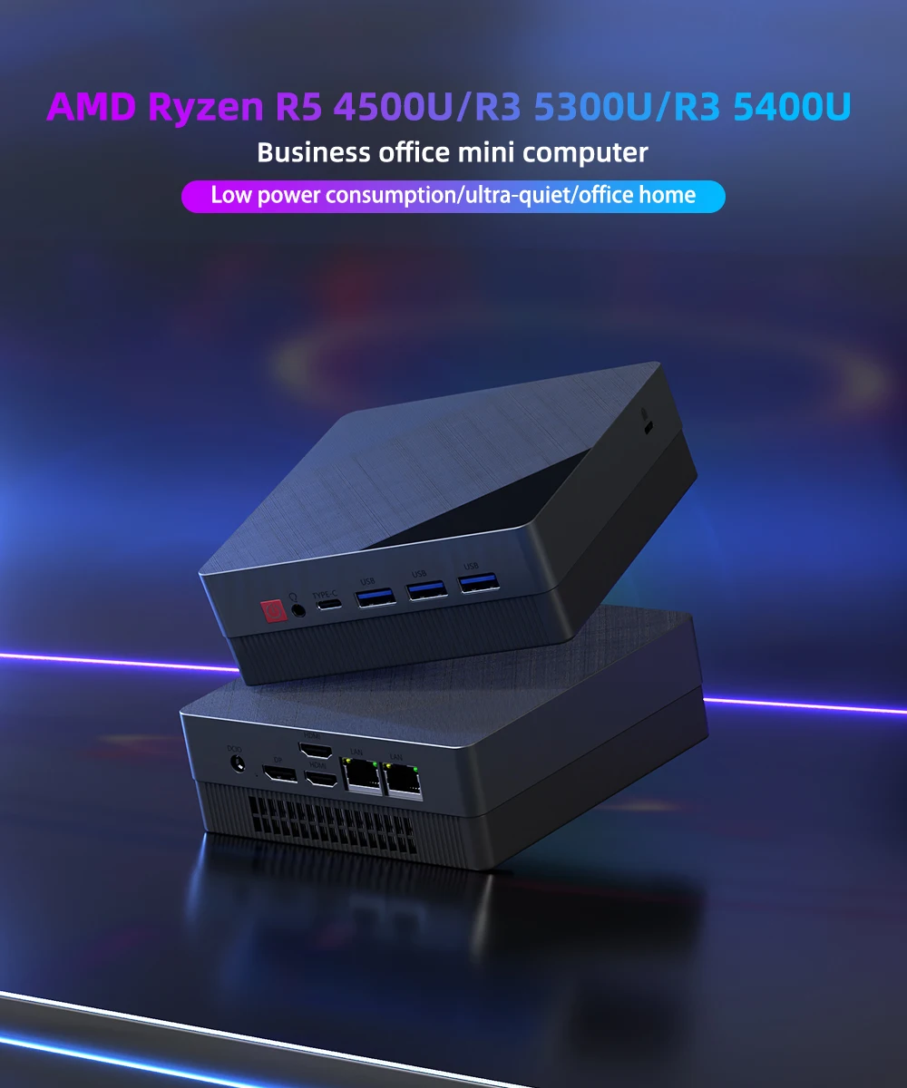 Aittact Mini PC AMD Ryzen7 7730U 4500U 4300U 5400U Desktop Gaming Computer WIFI5 BT4.0 DDR4 Triple Display Dual LAN