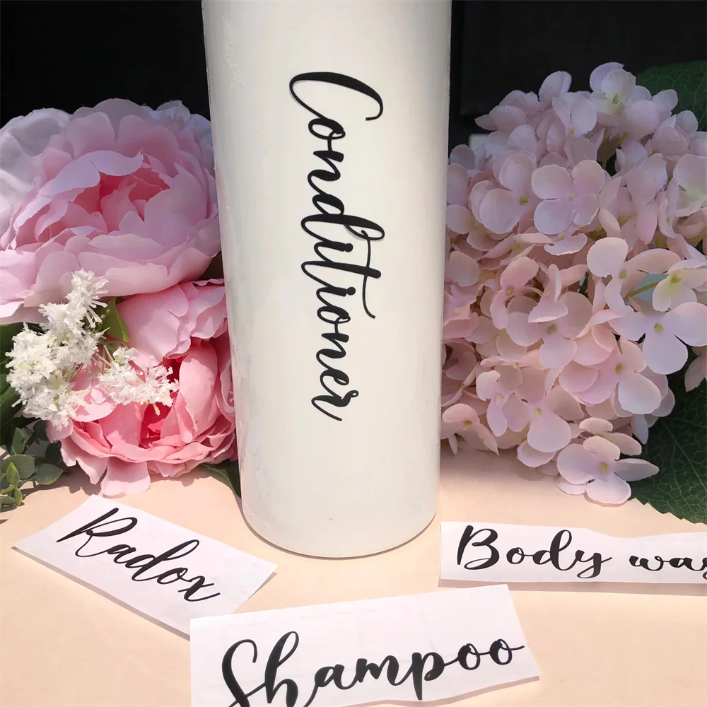 Personalised 500ml Shampoo Bottle Decal bathroom storage Conditioner Body Wash bottle Stickers (Bottle not included)