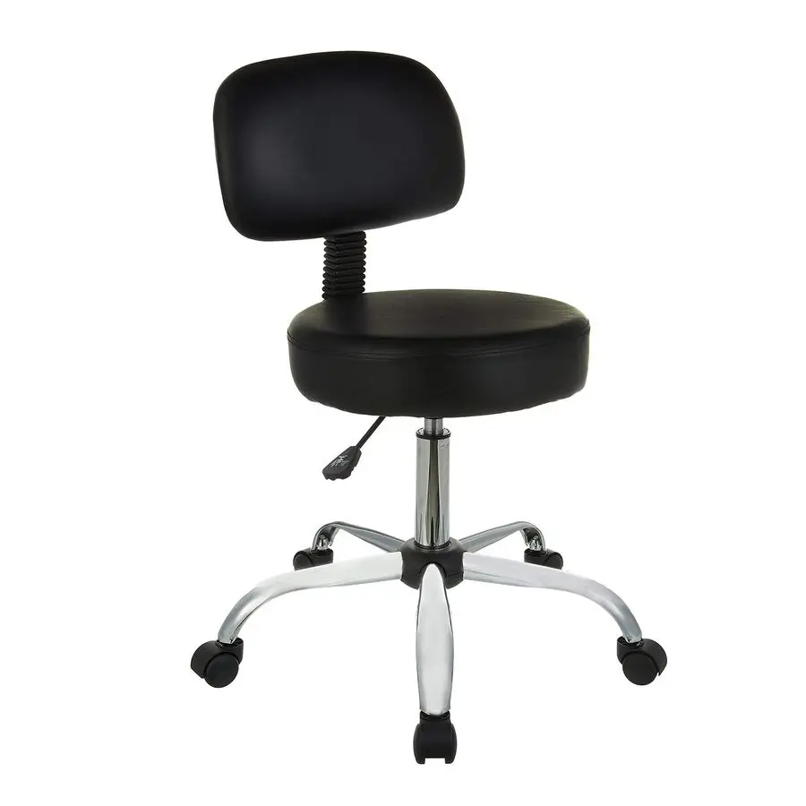 

MultiPurpose Drafting Spa Bar Stool with Back Cushion and Wheels, Black, 22.72D x 22.72W x 37.8H Customizable