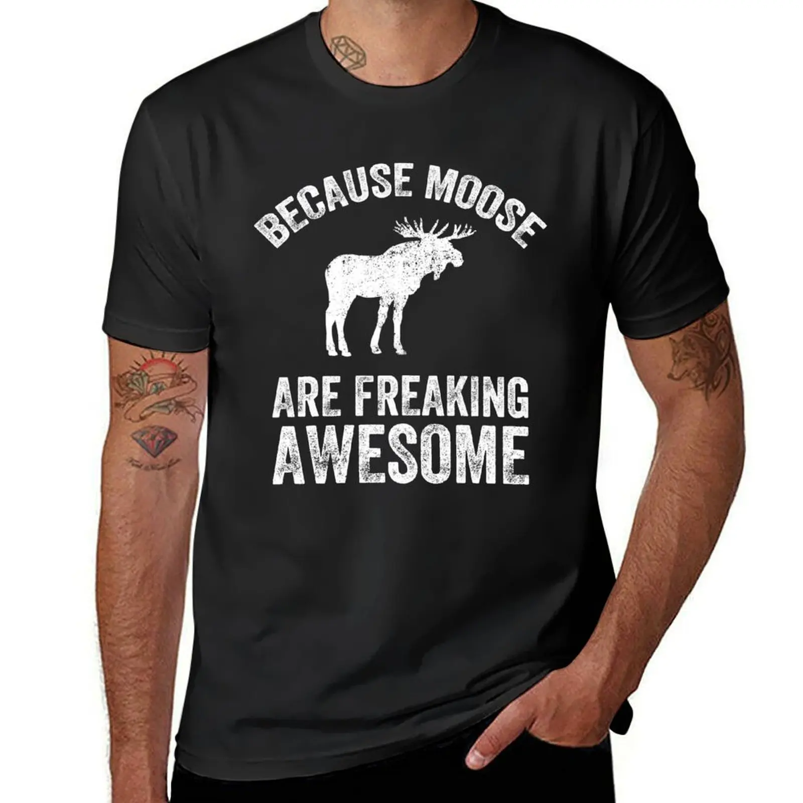 Because Moose are freaking awesome - Funny moose T-Shirt vintage anime korean fashion mens clothes