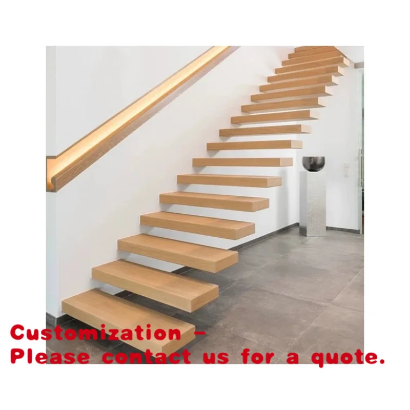 

custom.Latest Modern Design Indoor & Straight Wood Glass Staircase with Floating Bracket Exclusive Steel Wood