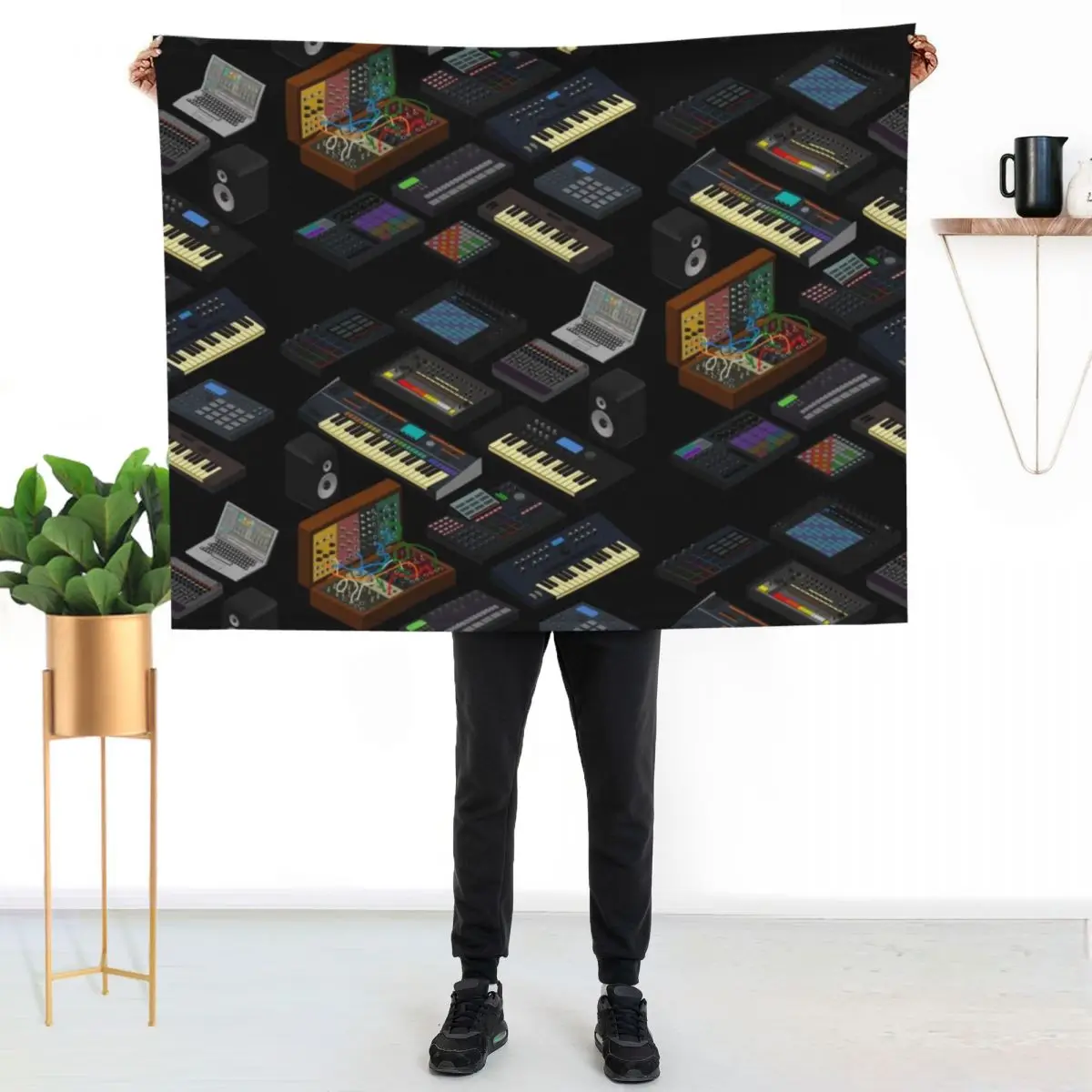 Synthesizers for Electronic Music Producer Throw Blanket Moving Furry Bed covers Bed Thermal Blankets