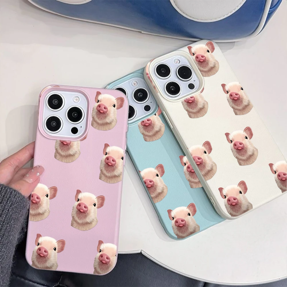 Pig Head Pattern Phone Case For iPhone 17 16 15 14 13 12 11 Pro Max Plus Air E Cute Soft Silicone Shockproof Protective Cover