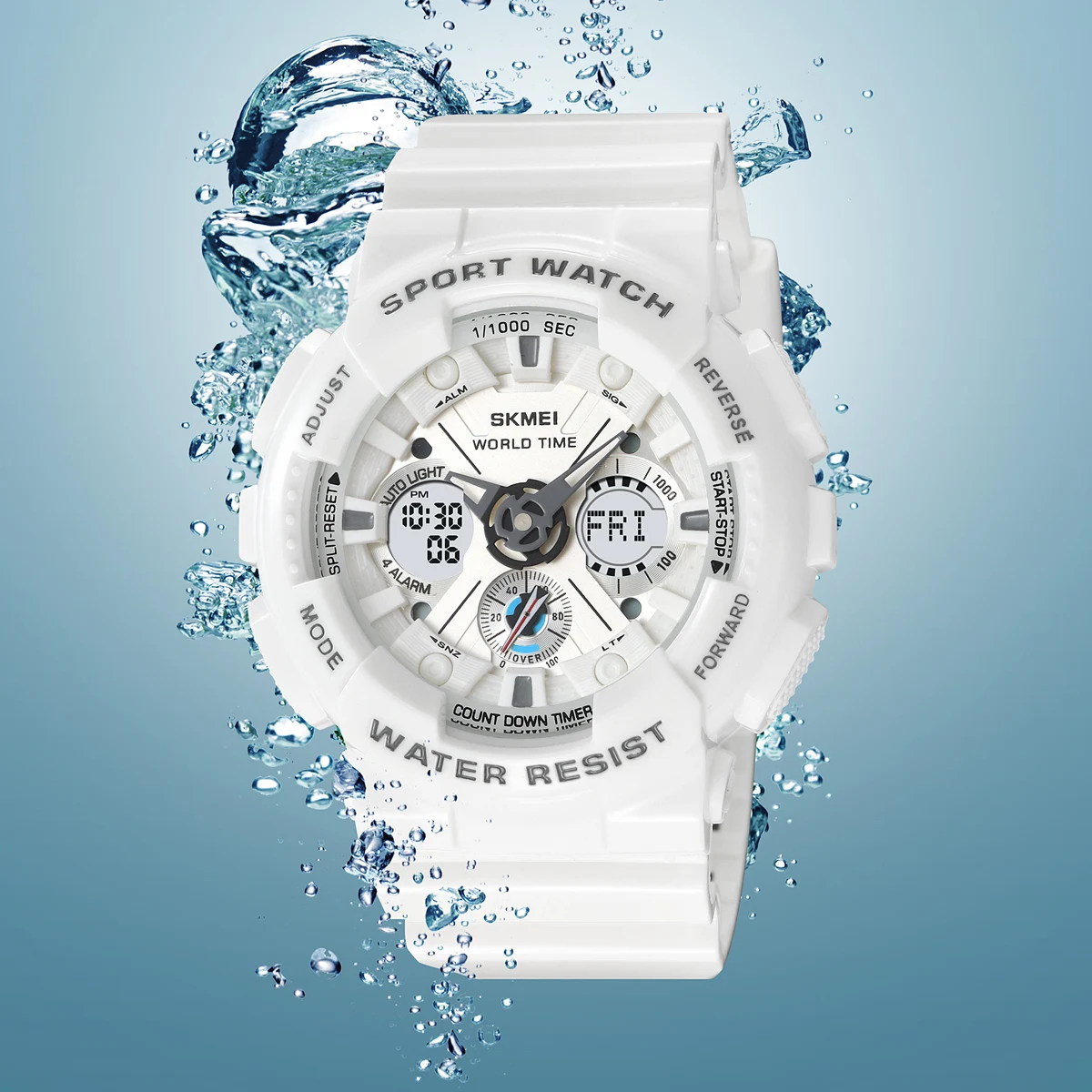 SKMEI Multifunctional Countdown Sport Watches Mens 5Bar Waterproof LED Light Electronic Calendar Clock male Wristwatch