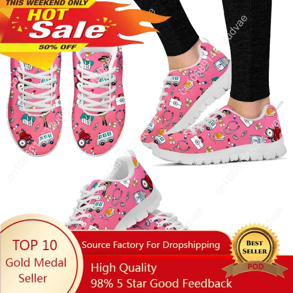 Nurse Casual Shoes For Women Ambulance Medical Equipment Sneakers Comfortable Lace-up First Aid Medical Shoes Mujer
