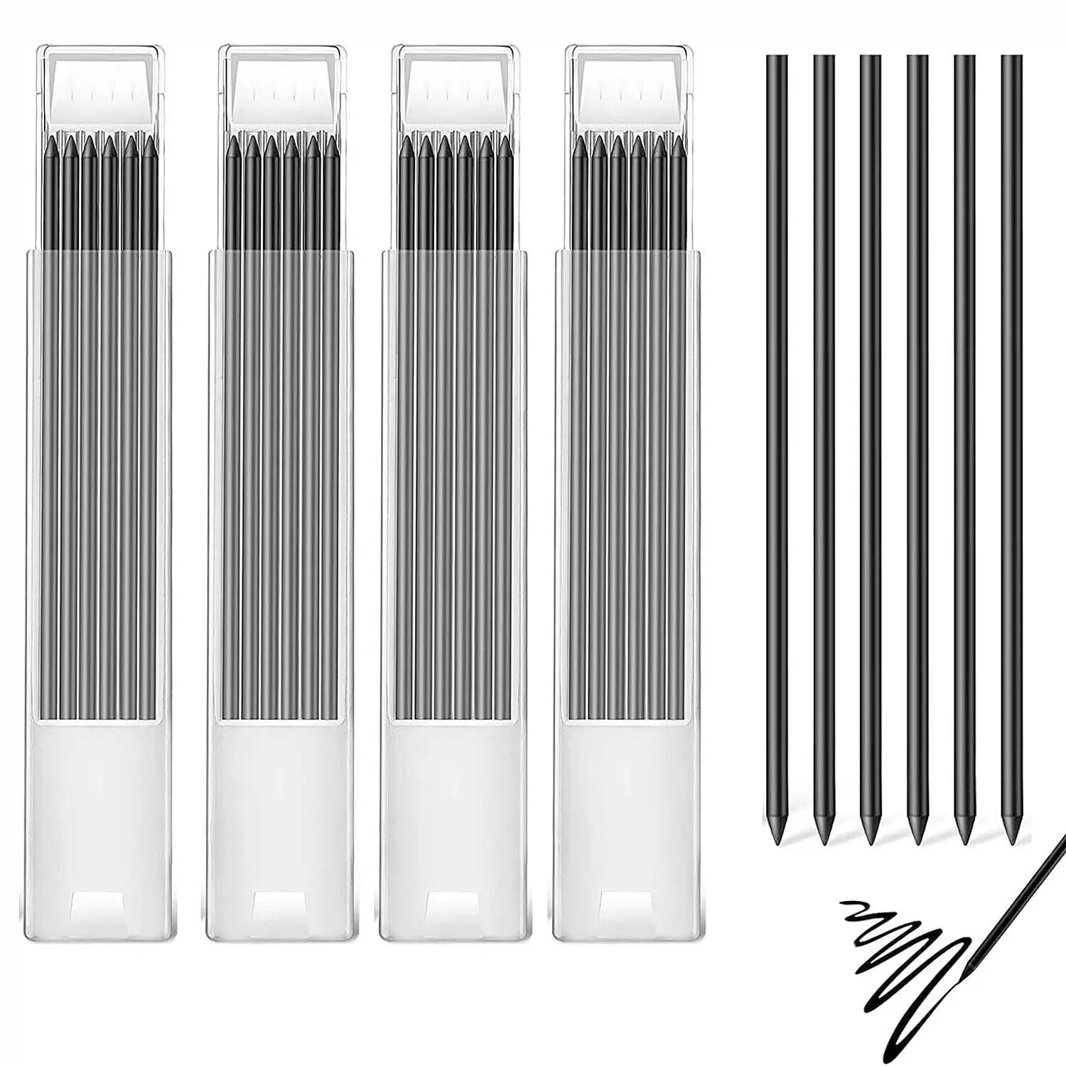 Tracer Lápis Recargas Preto 2.8 mm para Carpinteiro Sólido Buraco Profundo Mark Pencil 24 Pcs