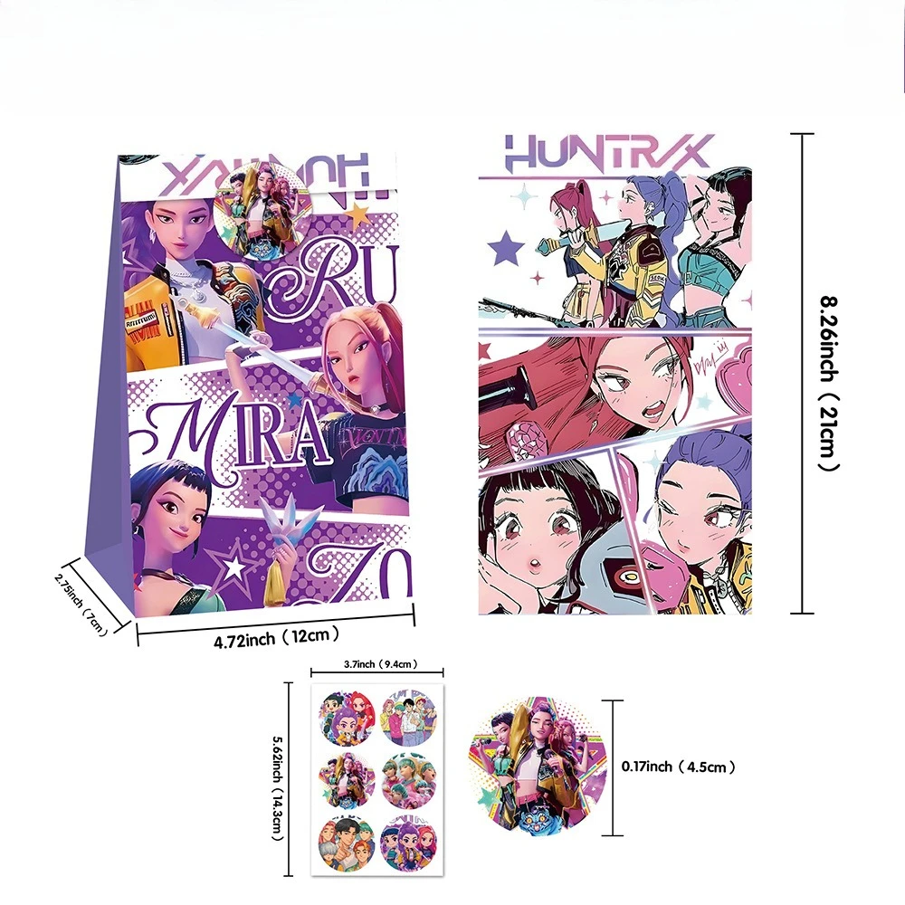 

Kpop Demon Hunters Candy Paper Bag Anime Paper Gift Bag Kraft Paper Production Cartoon Handbag Kids Birthday Gift Wrapping Pouch