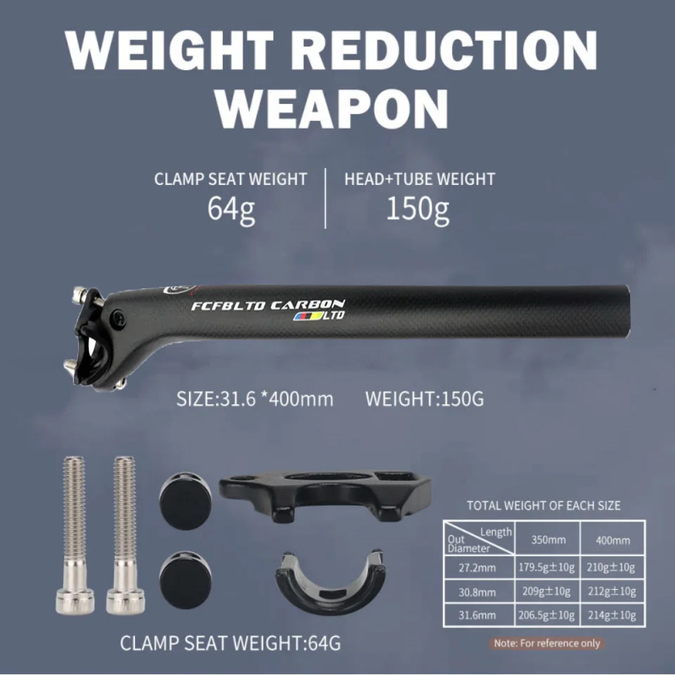 FCFB Carbon Seatpost black road bike mountain bike bicycle back seat post  offest 20mm 27.2/30.8/31.6mm bike frame parts