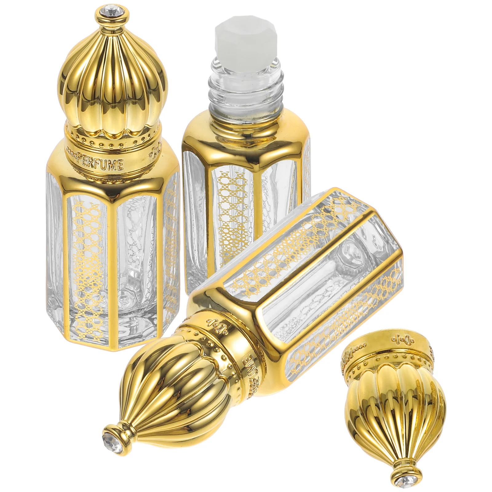 3 قطع من زجاجات قطارة الزيوت العطرية، حاويات عطر زجاجية قابلة لإعادة الملء، موزعات عطرية للسفر، مانعة للتسرب للزيوت
