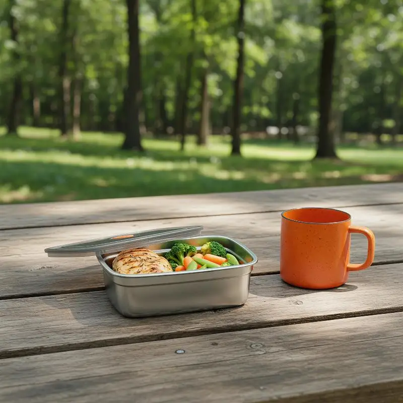 Stainless Steel Camping Lunch Box Sealed Leak-proof Bento Box Microwave Suitable Large Capacity Refrigerator Freezer Storage Box