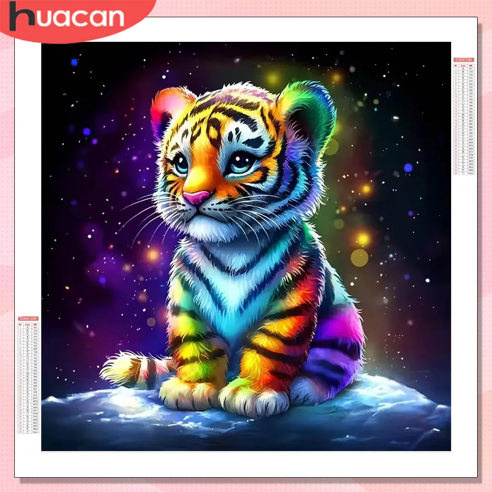 

HUACAN 5D Diy Алмазная мозаика Тигр животное полная дрель алмазная живопись квадратная круглая дрель домашний декор стразы