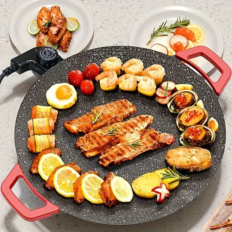 

Электрический противень с антипригарным покрытием, бездымная тарелка для барбекю в корейском стиле, бытовая многофункциональная печь для барбекю в помещении