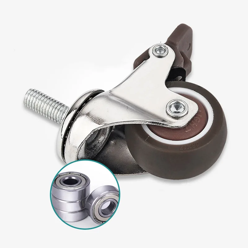 4Pcs Furniture Casters 360° Swivel Universal Heavy Soft Rubber Mute Wheel for Platform Trolley Chair Household Accessories