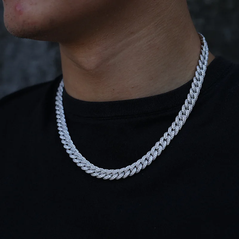 

Internet celebrities with hot 8mm full of zircon Cuban chain personality hip hop tide brand bubble ball necklace