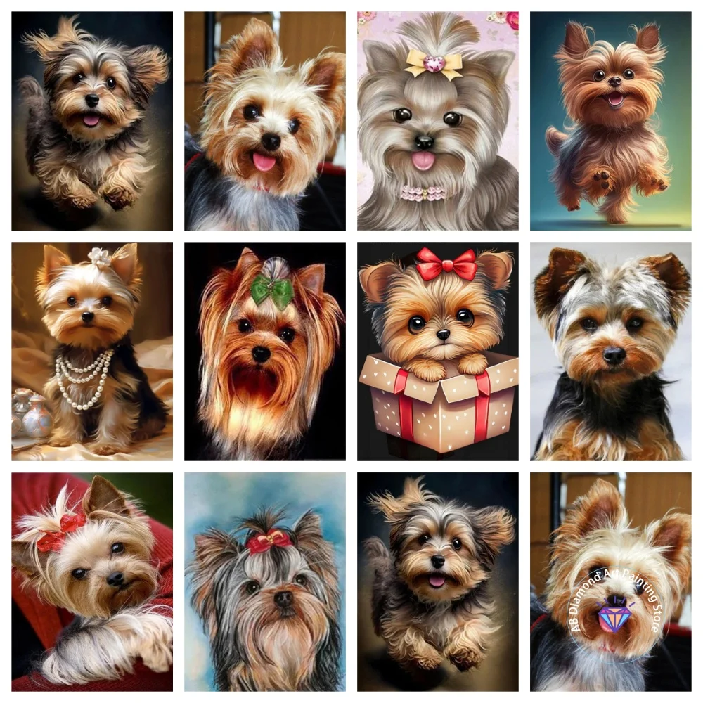 

Yorkshire Terrier AB Diamond Painting Kit Square Round Diamond 5D DIY Cute Dog Mosaic Handmade Art Exquisite Gift Home Decor