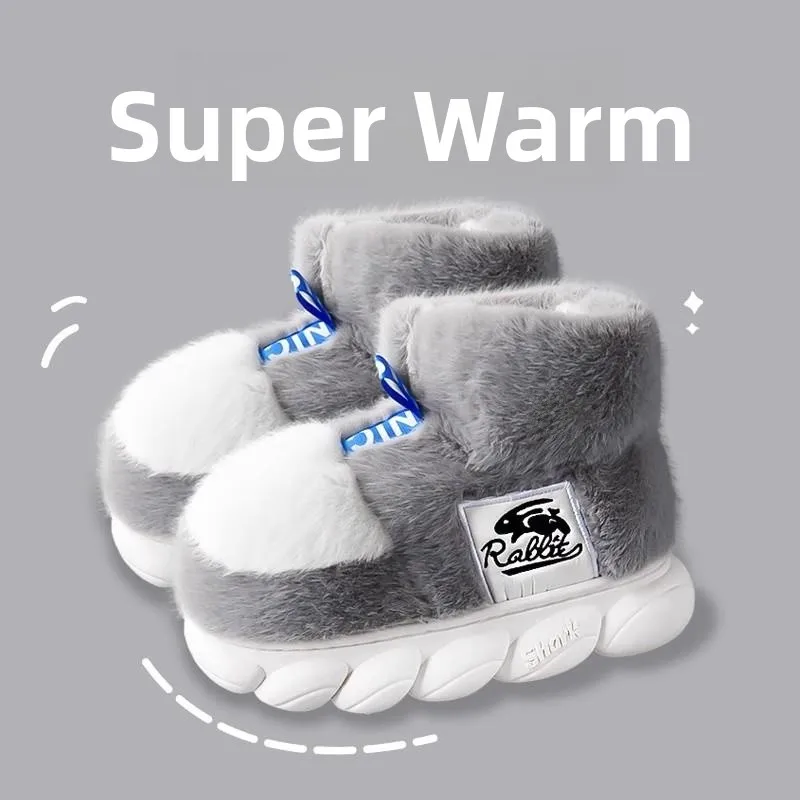 

Мужские высокие тапочки-сапоги на толстой подошве, зимние, нескользящие, для пар, для дома и улицы, теплые, для дома и улицы