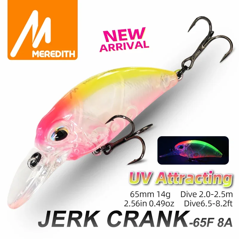 Señuelo de pesca MEREDITH, Crank Bait de 65mm y 14g, señuelos de pesca de hundimiento lento, señuelos pequeños oscilantes, señuelos duros, Wobblers, aparejos de pesca