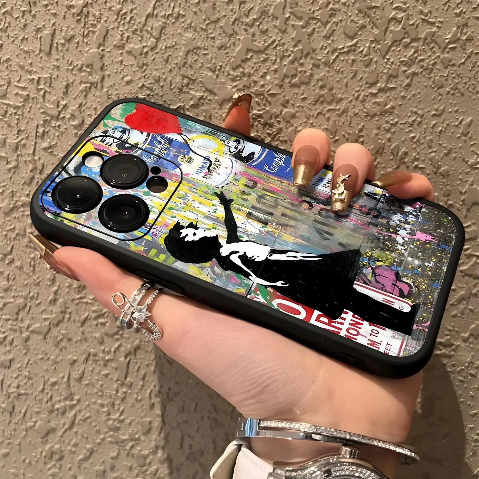 Banksy Graffiti Art  Phone Case For iPhone17 16 16e 15 14 13 12Plus Mini Pro Max Soft black Shockproof Cover