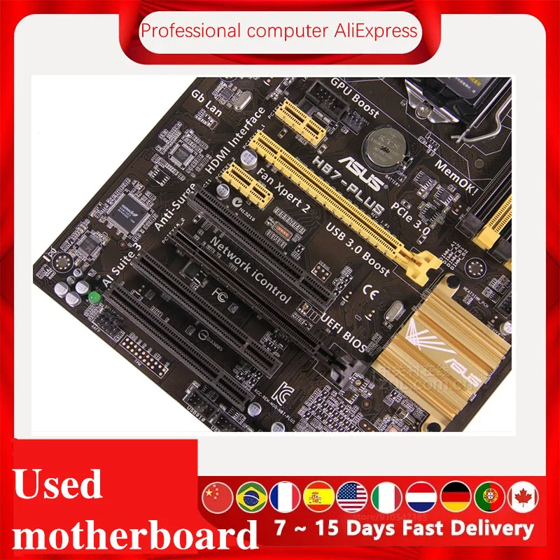 Imagem -06 - Placa-mãe de Mesa H87 Lga 1150 para Core i7 i5 i3 Ddr3 Sata3 Usb 3.0 Hdmi Placa Principal Usada Original Asus-h87-plus