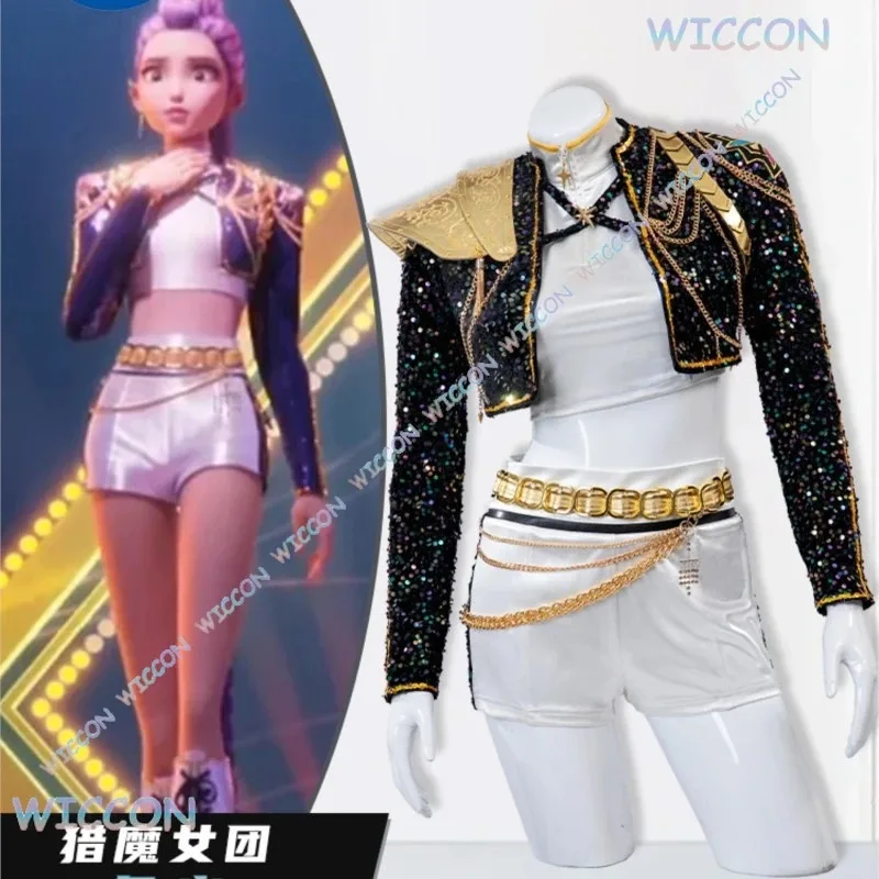 CyKpop شيطان الصيادين زوي رومي ميرا الثقيلة Y2K سايبر ميتافيرس تأثيري حلي القوطية مستقبلية مرحلة الأداء الزي Co