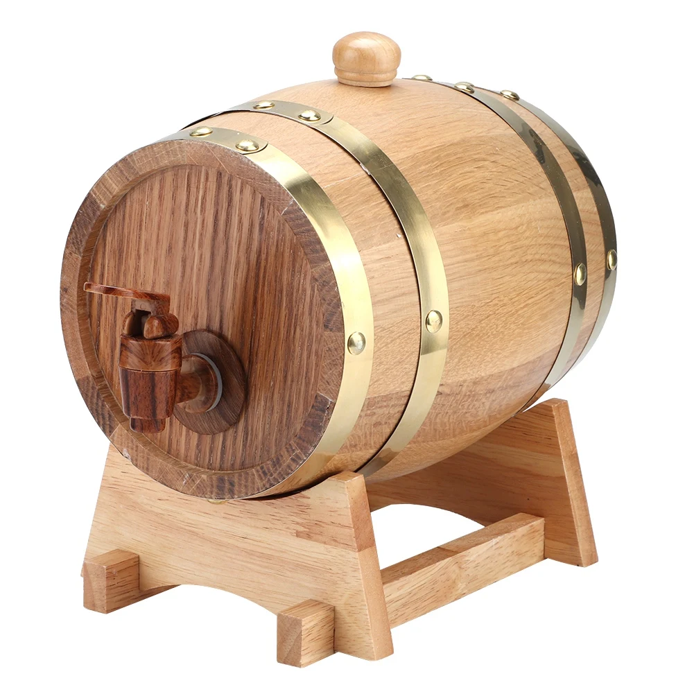 ZK20 1.5L Vintage Oak Wood Wine Barrel Keg Bucket Home Wine Storage Accessories view 6