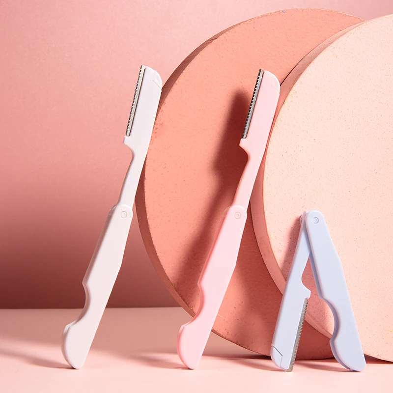 3 pièces/ensemble outils de maquillage rasoir de sourcils lame de rasoir pliable sûr sourcils Shaper couteau de coupe pour les femmes
