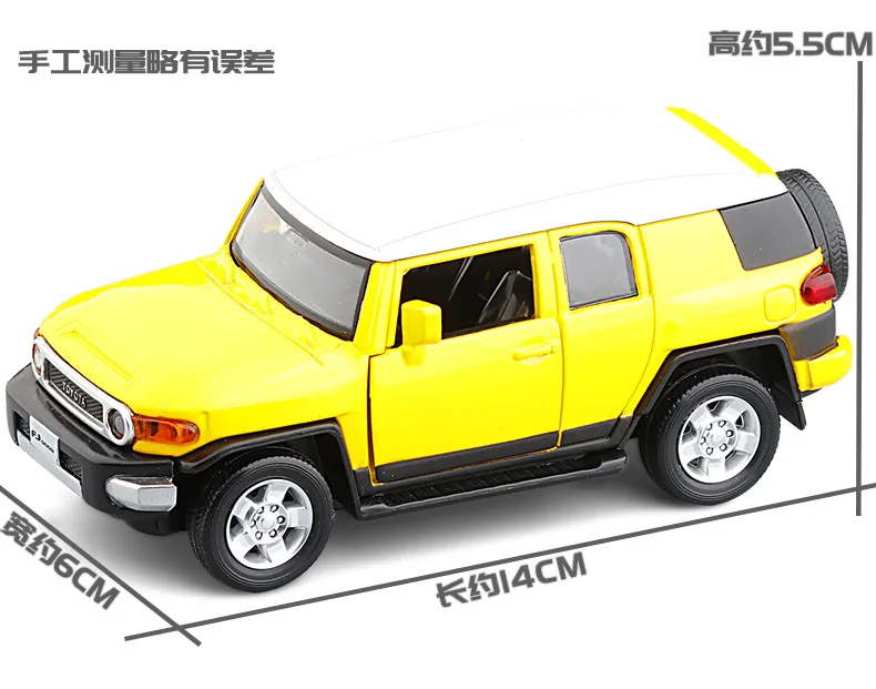 1/32 Toyota FJ Cruiser Toy Car Diecast Miniature SUV Sport Vehicle Model Pull Back Collection Doors Openable Gift for Boy Kid