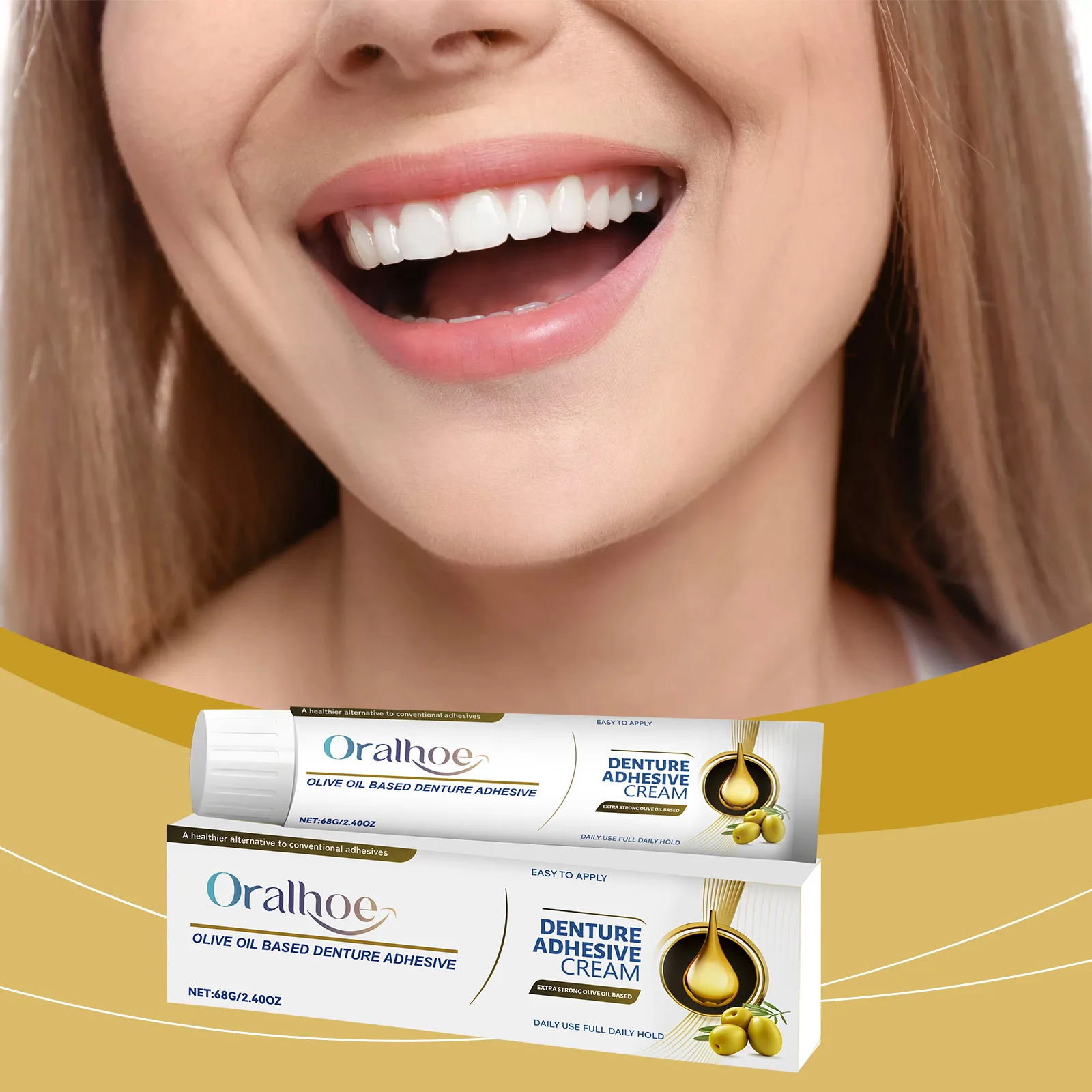 Professional Denture Adhesive Glue Secure Non-slip Design Close Natural Fit Gentle Care for Oral Health & Perfect Smile