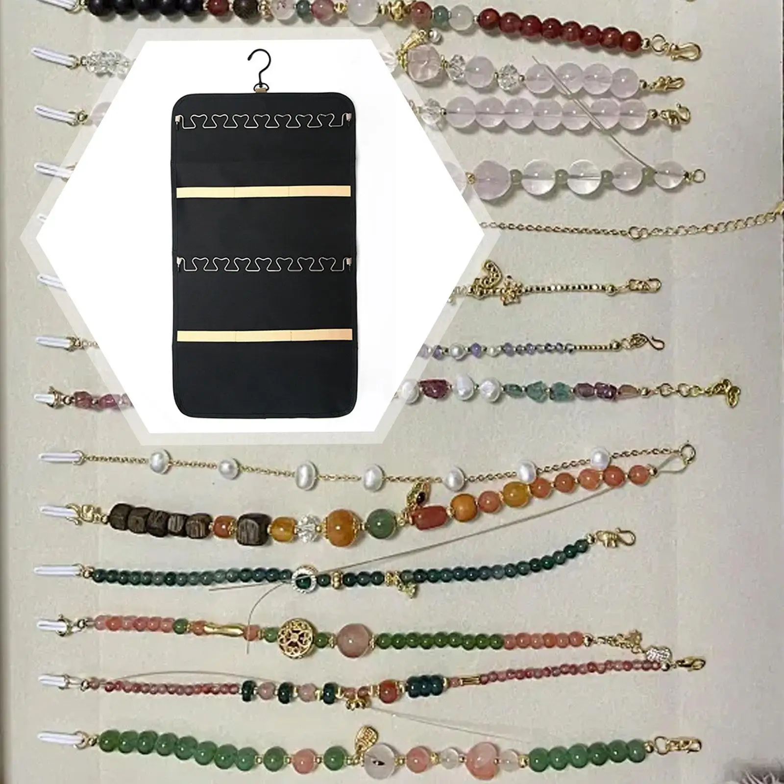 

Подвесной органайзер для украшений с 32 карманами, предотвращающий спутывание, двусторонний держатель для серег и ожерелий на дверь