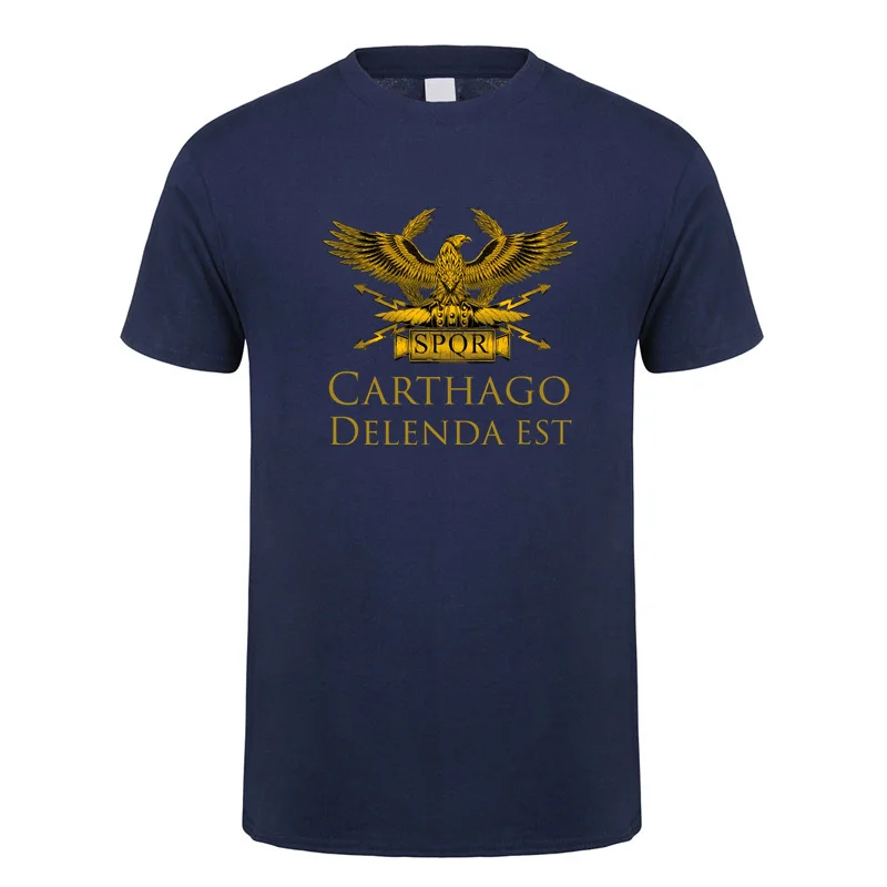 Carthago Delenda Est SPQR T Shirt Summer Men Cotton Short Sleeve Ancient Roman History Tshirts Man Tee Tops DY-016