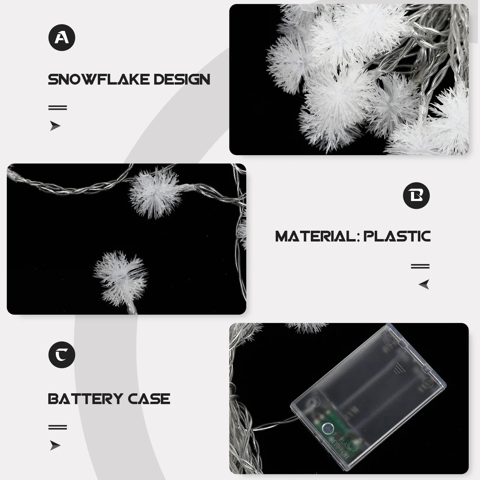

1Pcs Snowflake Ball String Light LED Lamp Durable Decor Party Festival Warm Color Lighting LED Light