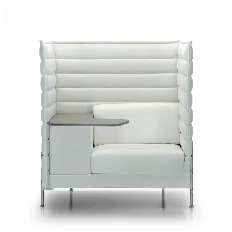 

Office high-back horizontal fabric sofa, private card seat in public leisure area, single seat sofa with small table board