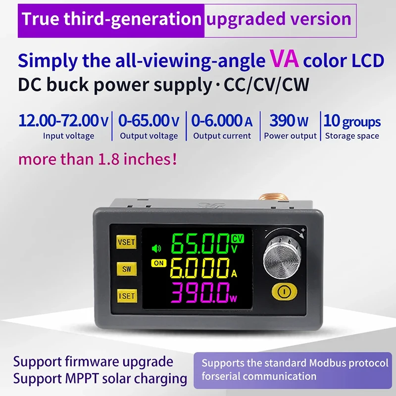 

VA Color DC Buck Power Supply CC/CV/CW Adjustable Regulated Laboratory Power Supply Constant Voltage Current MPPT Charge Module