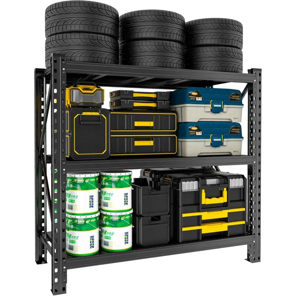 Scaffale per garage in acciaio regolabile a 6 livelli per carichi pesanti per soluzioni di stoccaggio ad alta capacità di carico in garage, magazzini e case