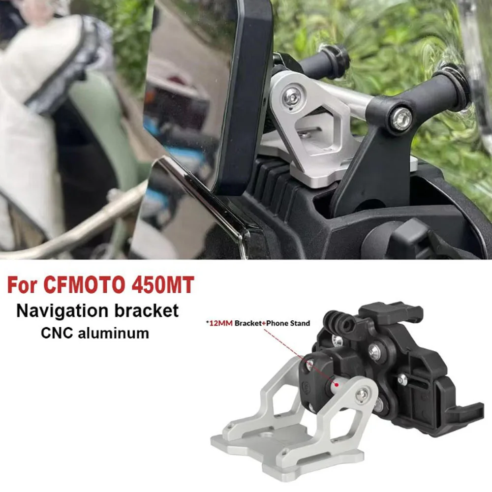 

New2024 For CFMOTO 450MT 450 MT Motorcycle Accessories CNC aluminum GPS Phone Holder Stand Navigation New Extension Bracket