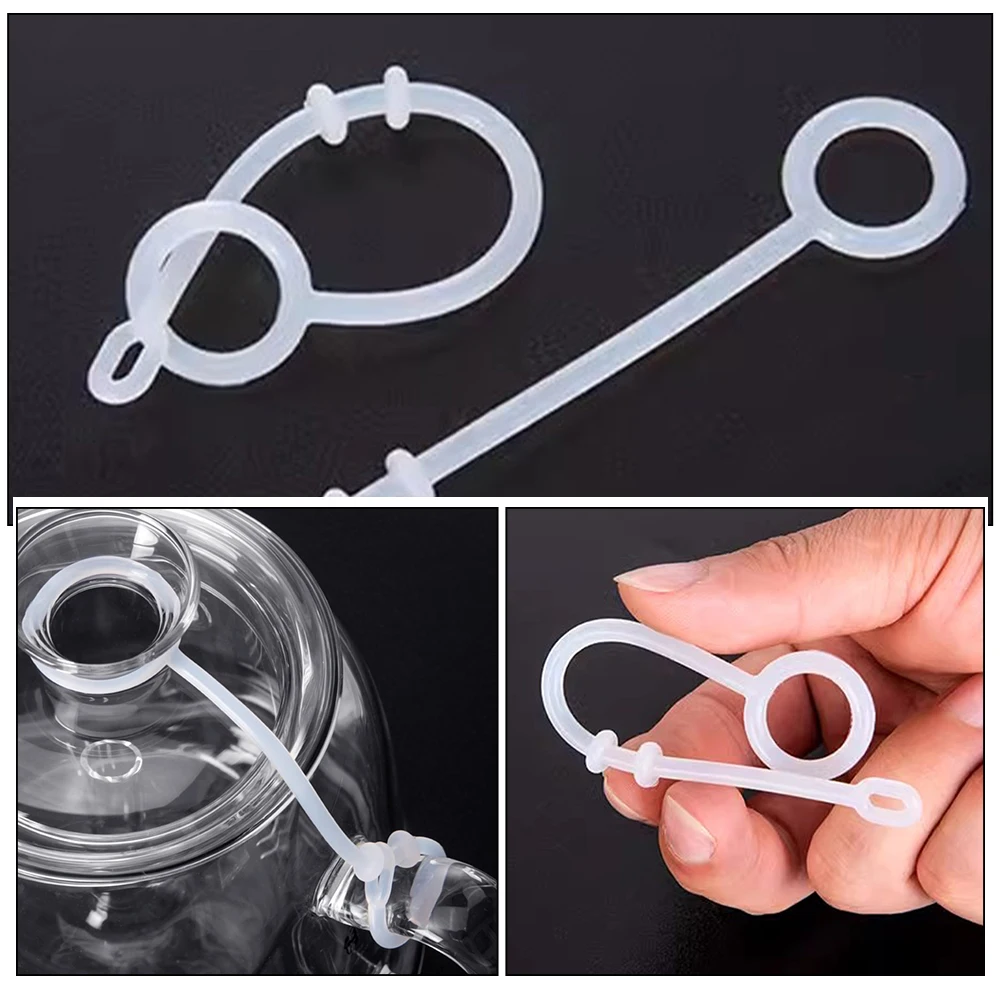 

2pcs Silicone Teapot Kettle Lid Cover Connection Rope Heat Resistant Household Replacement Accessory Wear-Resistant