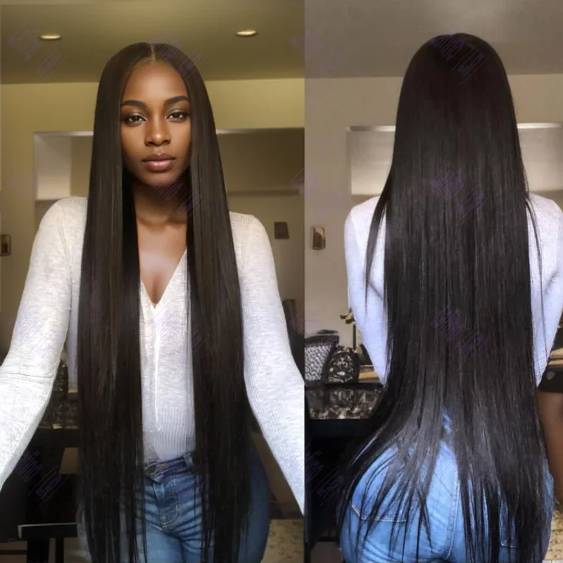 

Straight HD Lace Frontal Black Wigs Human Hair 13x6 Transparent Preplucked 100% Choice 40 Inch Brazilian Cheap Wig For Women