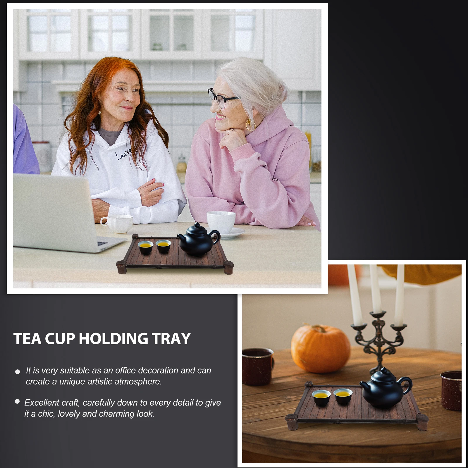 

1pc Bamboo Holder Tea Cup Tray Desktop Storage Plate Office Decoration Tea Cup Organizer Teacup Plate Bamboo Teaware Holder