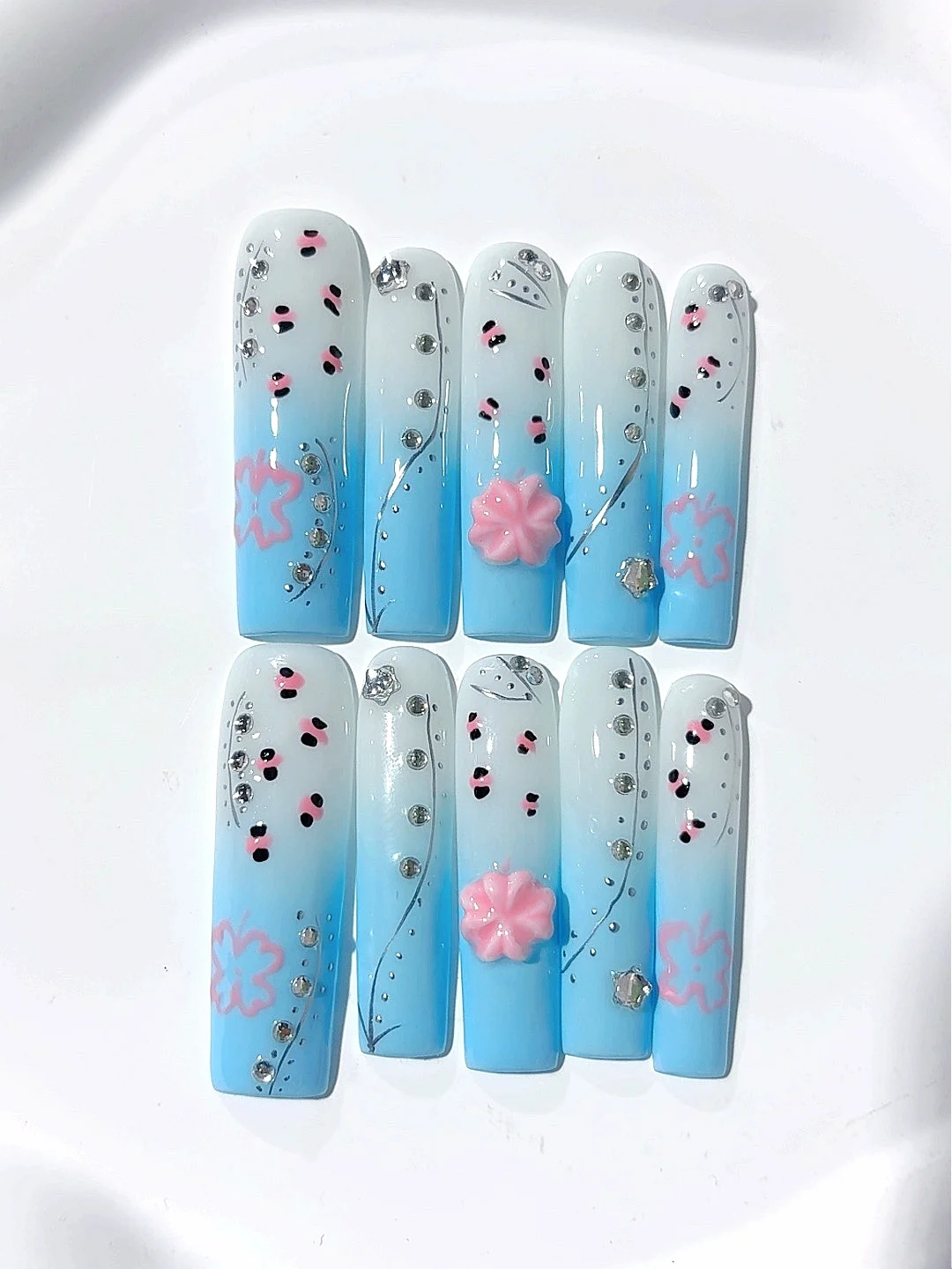 

4cm Light Blue Summer Lady Style Three-Dimensional Flower Casual Artistic Fashion Nail Art (Jsa19)
