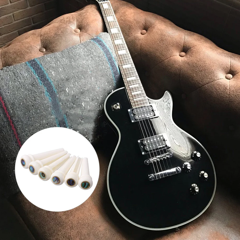 

6Pcs Guitar Bridge Pin Folk Acoustic String Studs Durable Material Long Tone Pure Sound Guitar Bridge Pin String