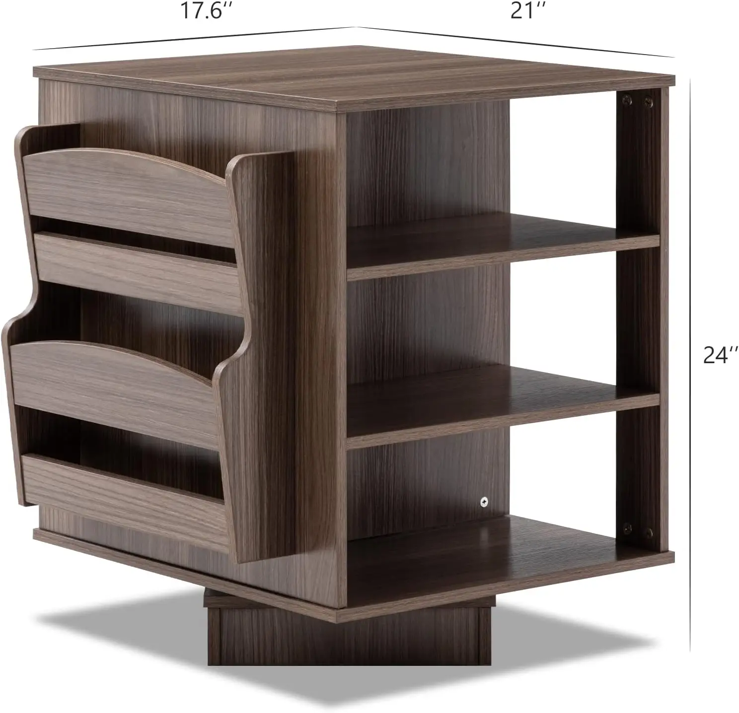 End Table, Modern Farmhouse End Table with Magazine Rack and Drawers, Revolving End Table with Storage for Living Room