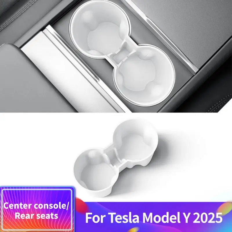 Suporte para Copos para Tesla Model Y Juniper 2025, Caixa de Armazenamento do Console Central, Organizador de Apoio de Braço, Acessórios Antiderrapantes para Suporte de Copos