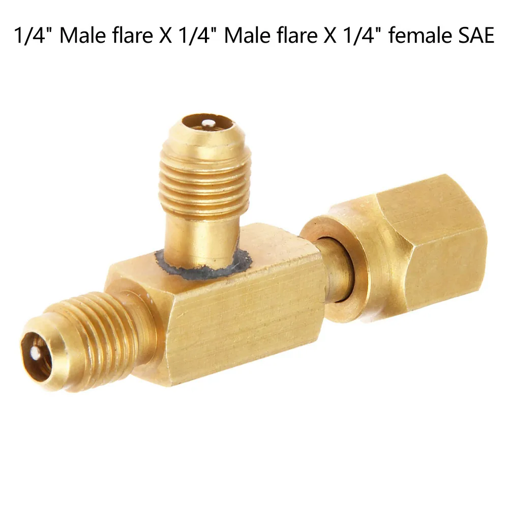 T Type Adapter 1/4inch Female SAE External Thread Tee Adapter SAE Flare Add Gauge Deep Vacuum Pump/Manifold Set Connector