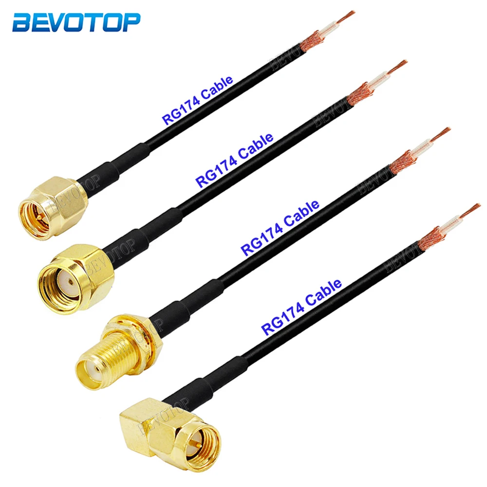 10Pcs/Lot RG-174 Single End SMA Male/Female to PCB Solder Pigtail RG174 Cable for WIFI Wireless Router GPS GPRS Wire Connector