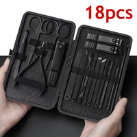 7/10/12/16/18 Piece Set Professional Nail Care Kit Stainless Steel Nail Clipper Set Manicure Pedicure Tool Set with Travel Case