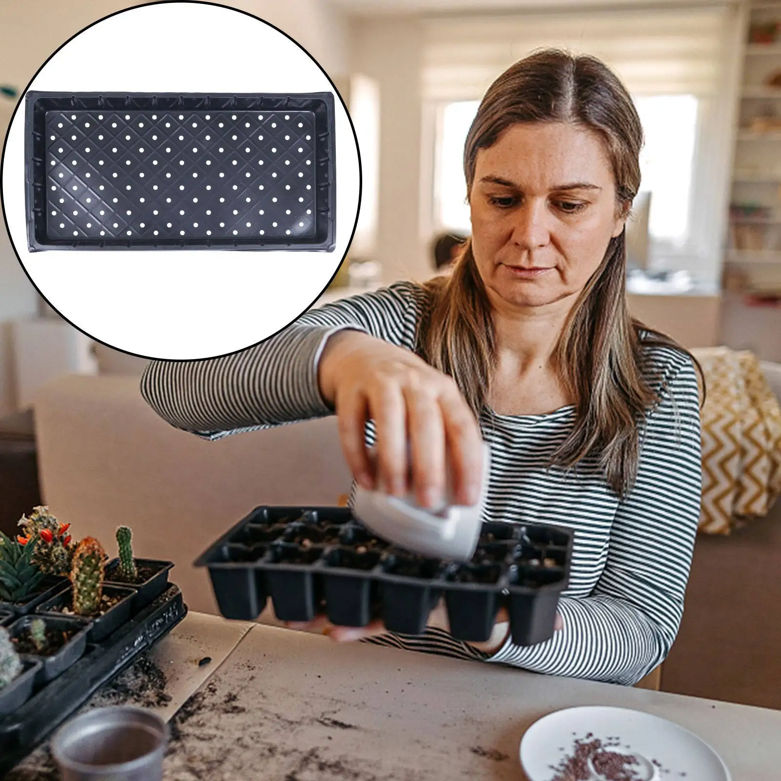 

5Pcs Plastic Seedling Trays for Home Garden Use Easy Rooting High Germination Rate Starter Tray for Microgreens Sprouts