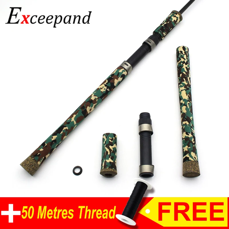 Exceepand Green CAMO Spinning Fishing Rod Handle With 16# DPS Similar Type Reel Seat For DIY Rod Building Replacement or Repair