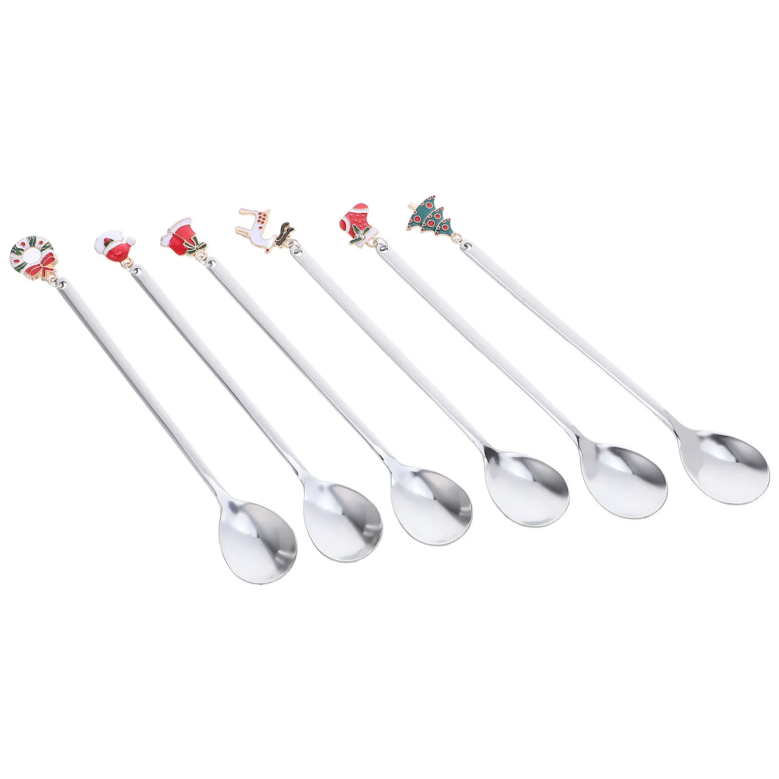 

Creative Coffee Spoon Stainless Steel Cartoon Christmas Spoons for Dessert Ice Cream Drinks Holiday Serving Utensils Mixer Tool