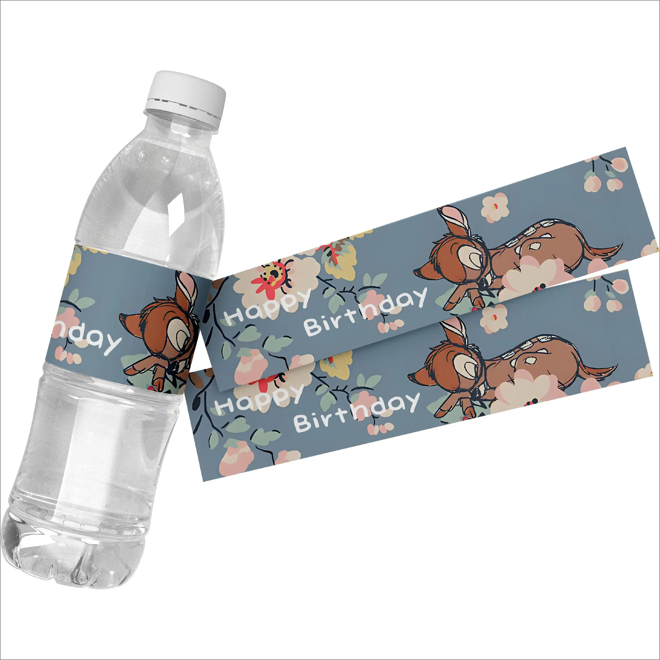 24pcs Disney Bambi Water Bottle Wrapper Self-adhesive Stickers Labels Baptism Baby Shower Birthday Party Decoration Supplies