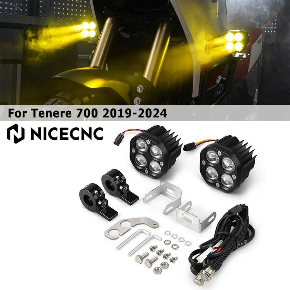 NICECNC For Yamaha Tenere 700 2019-2024 2020 2021 2022 2023 Motorcycle Led Auxiliary Light Additional Lights Front Lighting Kit
